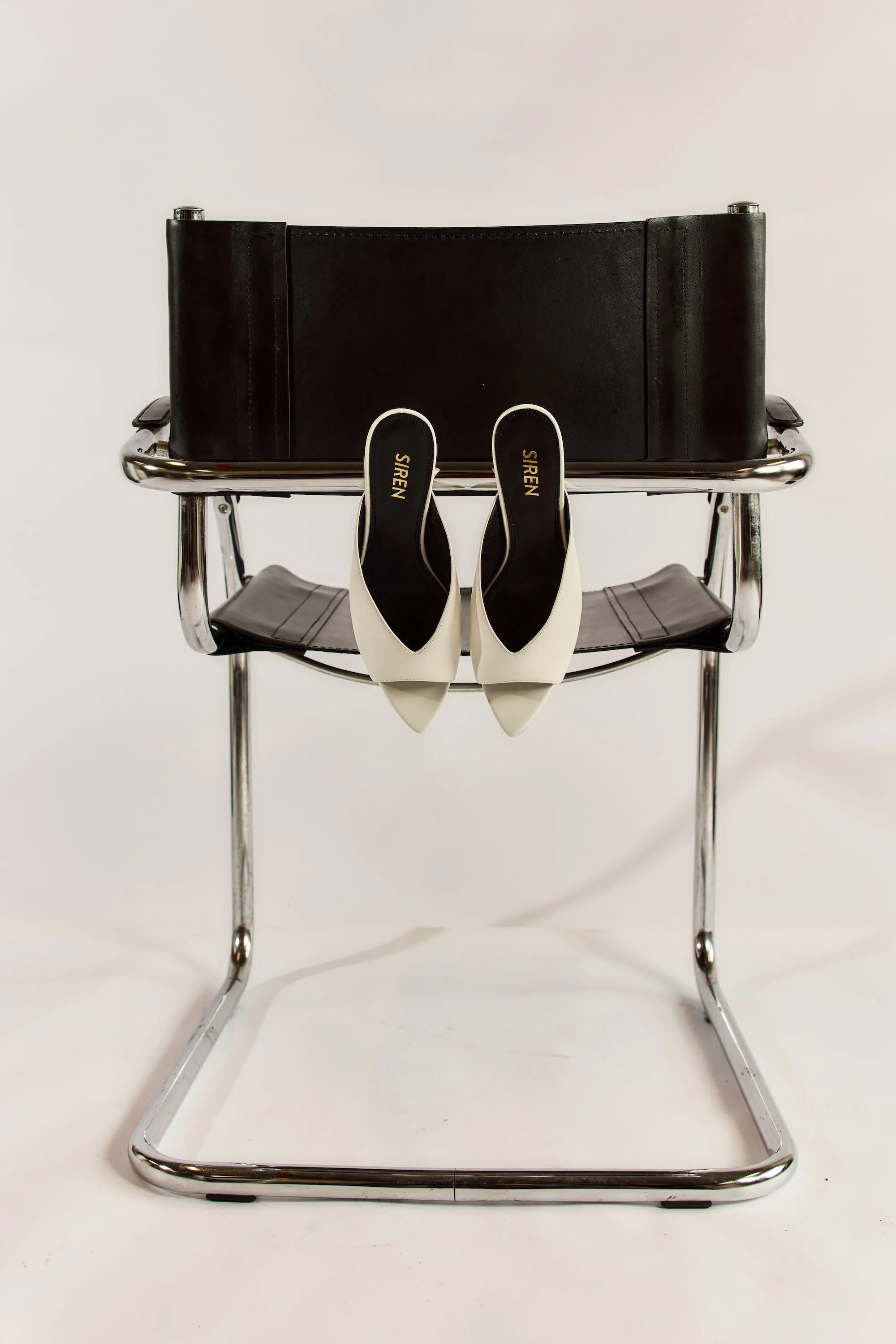 Mules Pointue Mabel - Cuir Blanc Craie