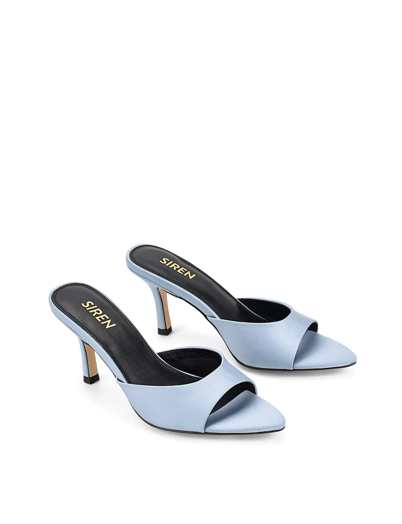 Mules Margot à Bout Pointu - Satin Bleu