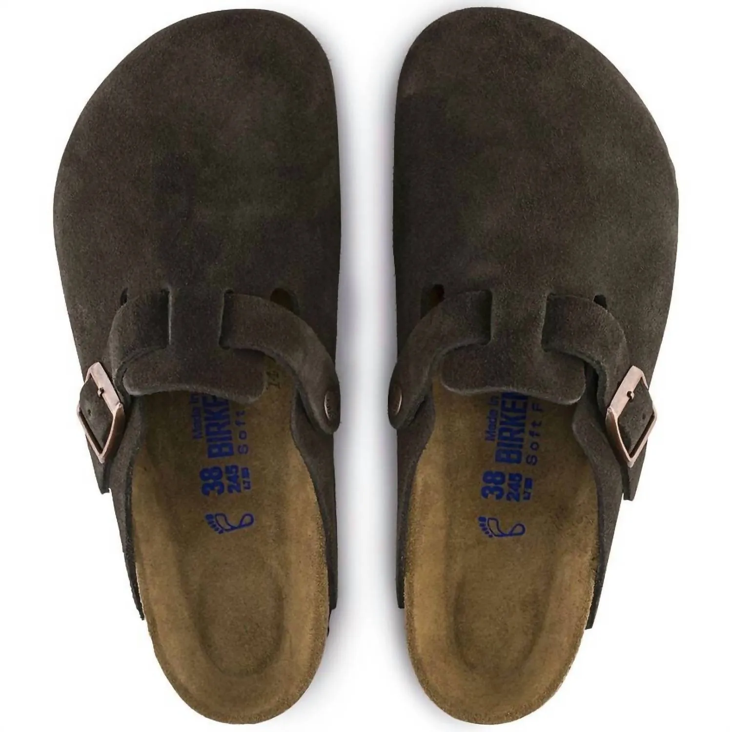 Mules Boston en daim pour hommes avec semelle intérieure douce - Largeur standard/wide en couleur moka