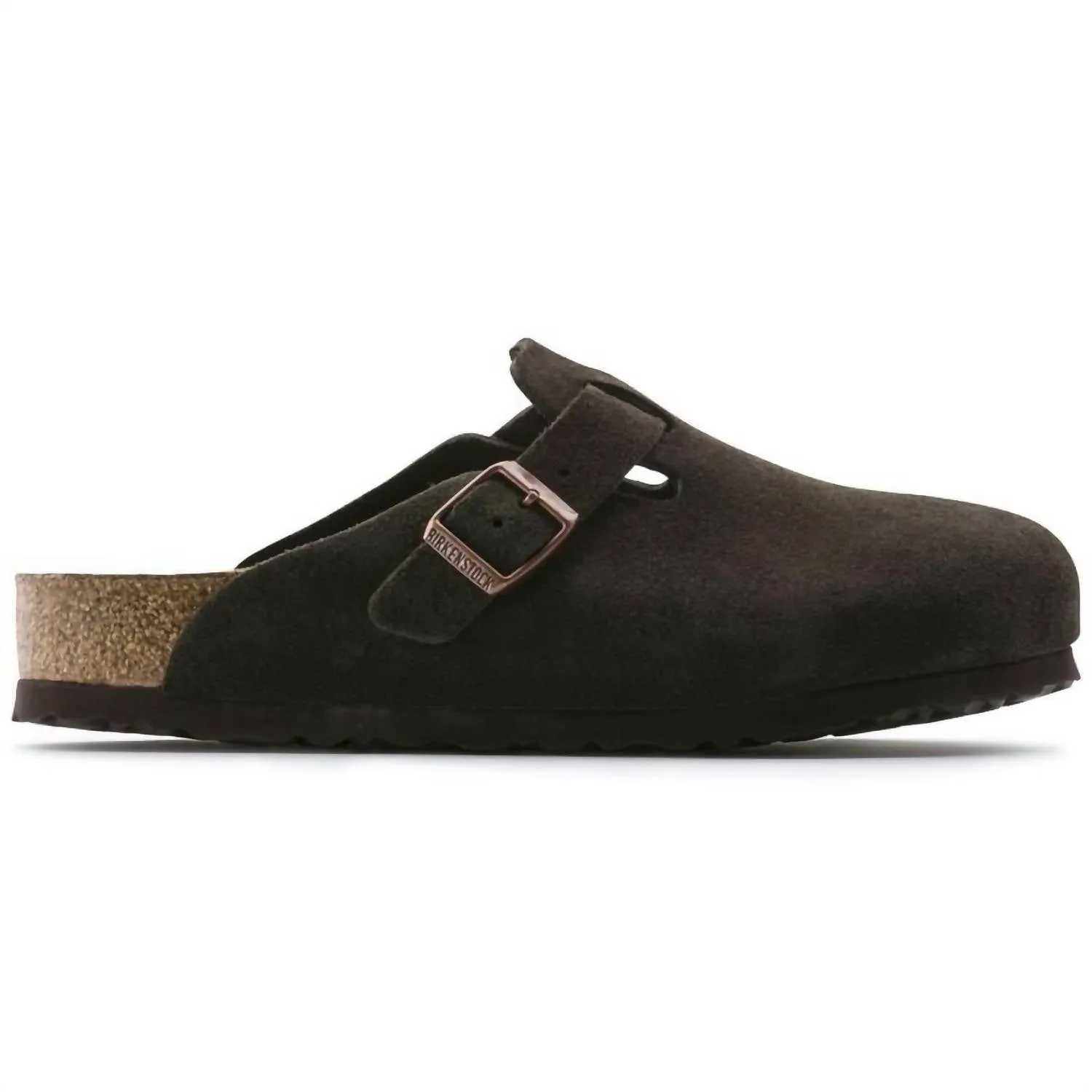 Mules Boston en daim pour hommes avec semelle intérieure douce - Largeur standard/wide en couleur moka