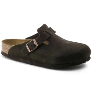 Mules Boston en daim pour hommes avec semelle intérieure douce - Largeur standard/wide en couleur moka