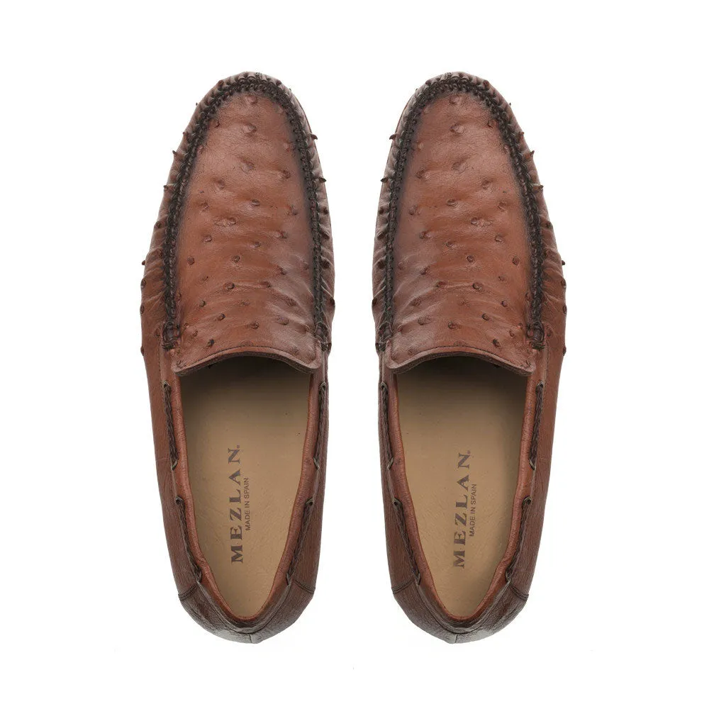 Mezlan Mocassin en Autruche Marron Cognac