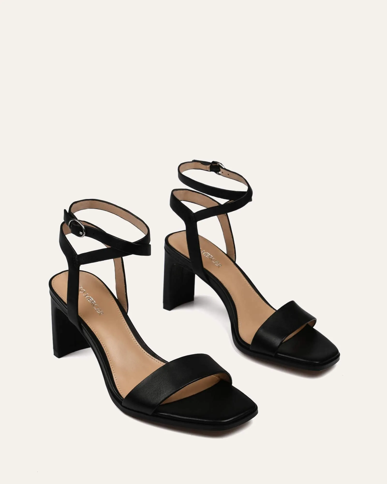SANDALES NATSU À TALON MOYEN EN CUIR NOIR