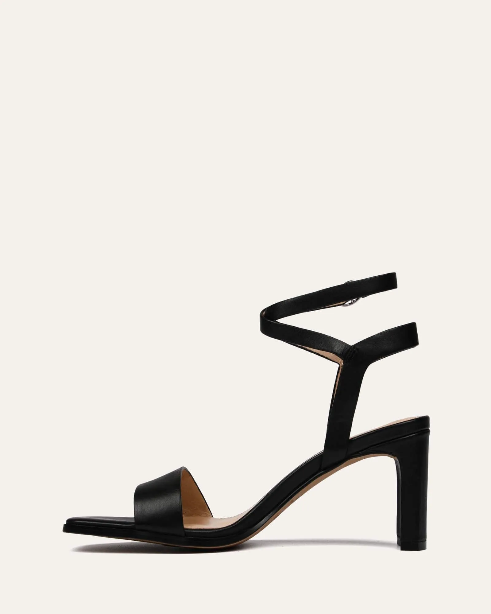 SANDALES NATSU À TALON MOYEN EN CUIR NOIR