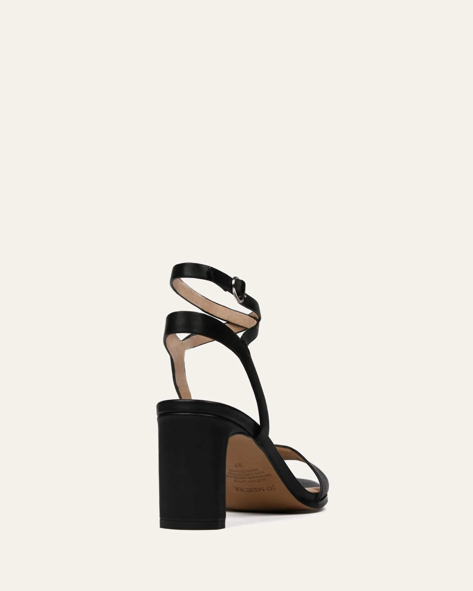 SANDALES NATSU À TALON MOYEN EN CUIR NOIR