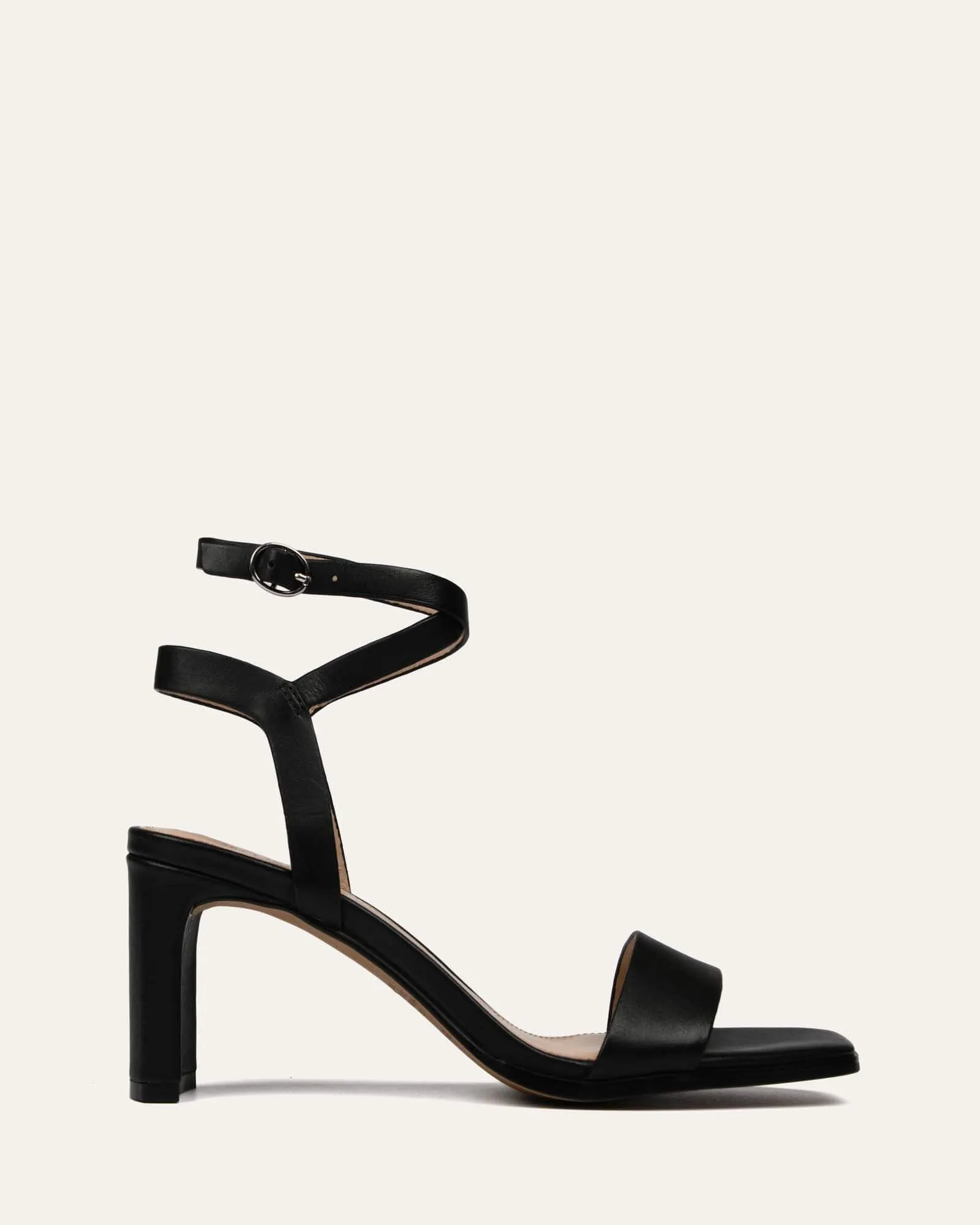SANDALES NATSU À TALON MOYEN EN CUIR NOIR