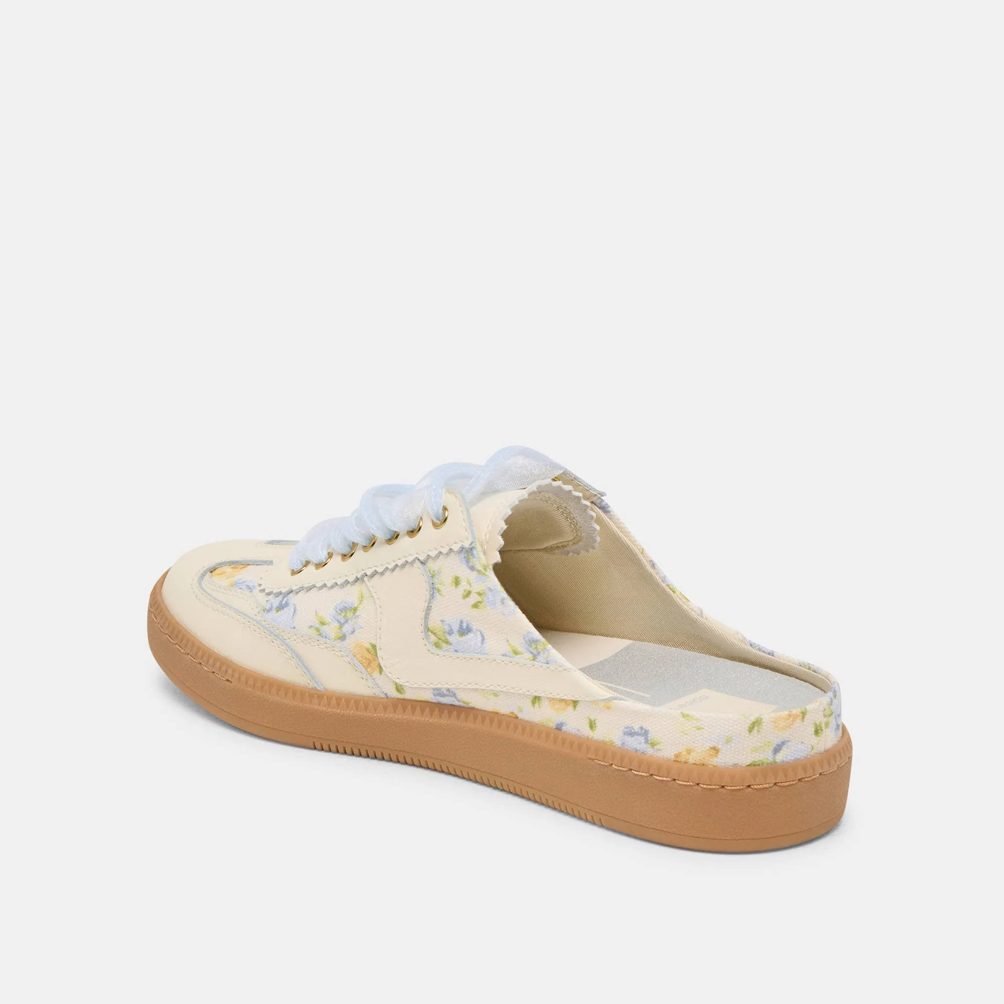 NOTICE SLIDE SNEAKERS CUIR FLORAL BLEU