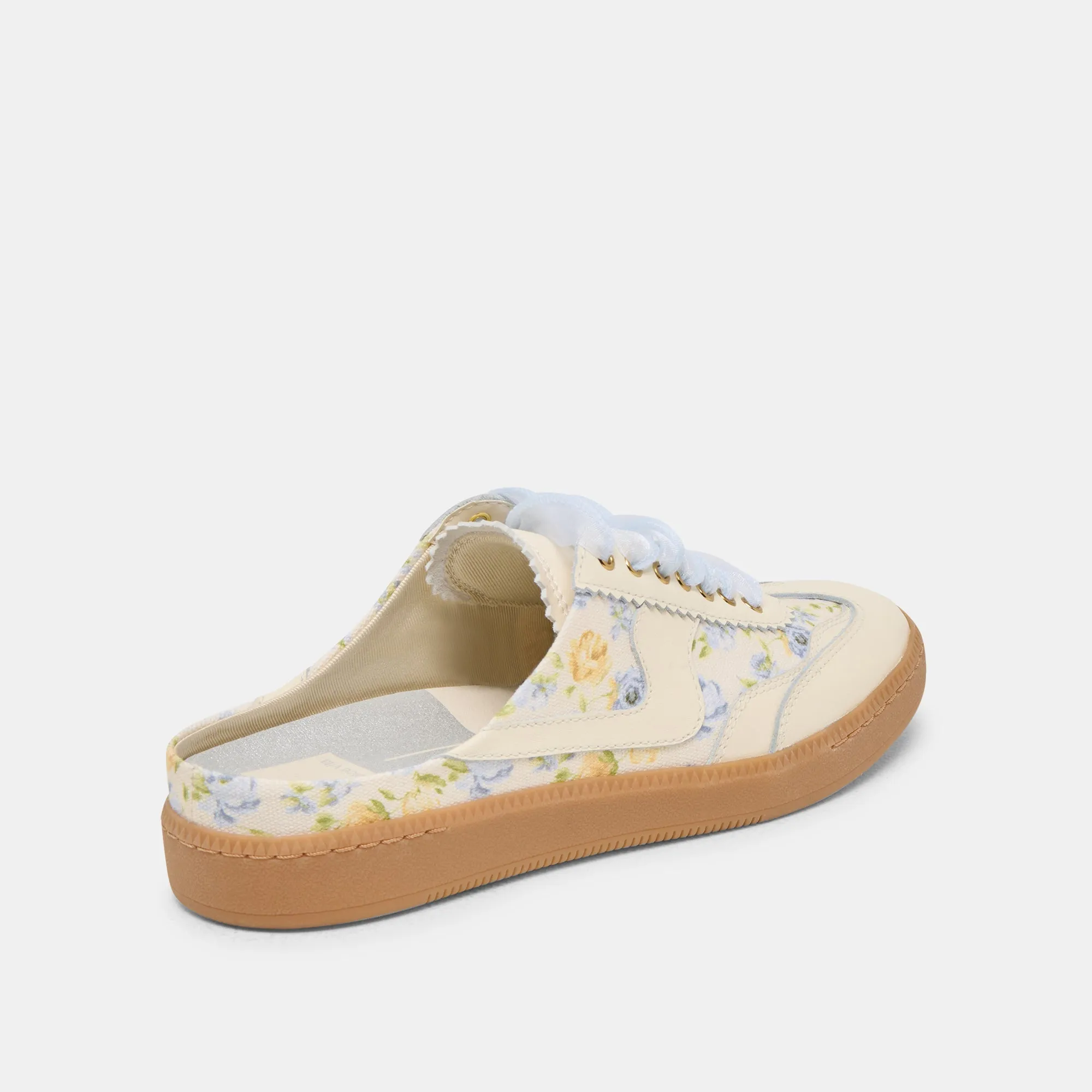 NOTICE SLIDE SNEAKERS CUIR FLORAL BLEU