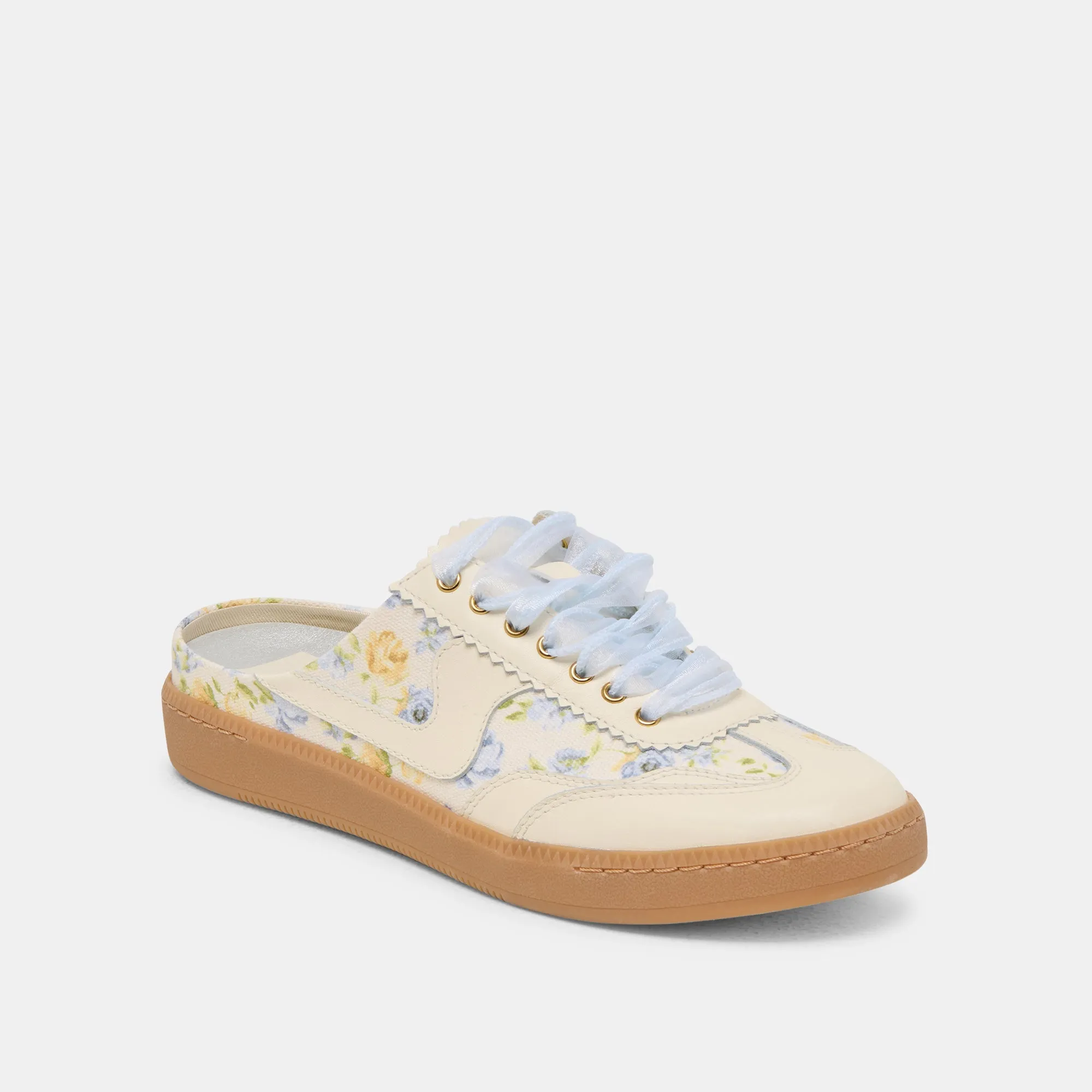 NOTICE SLIDE SNEAKERS CUIR FLORAL BLEU