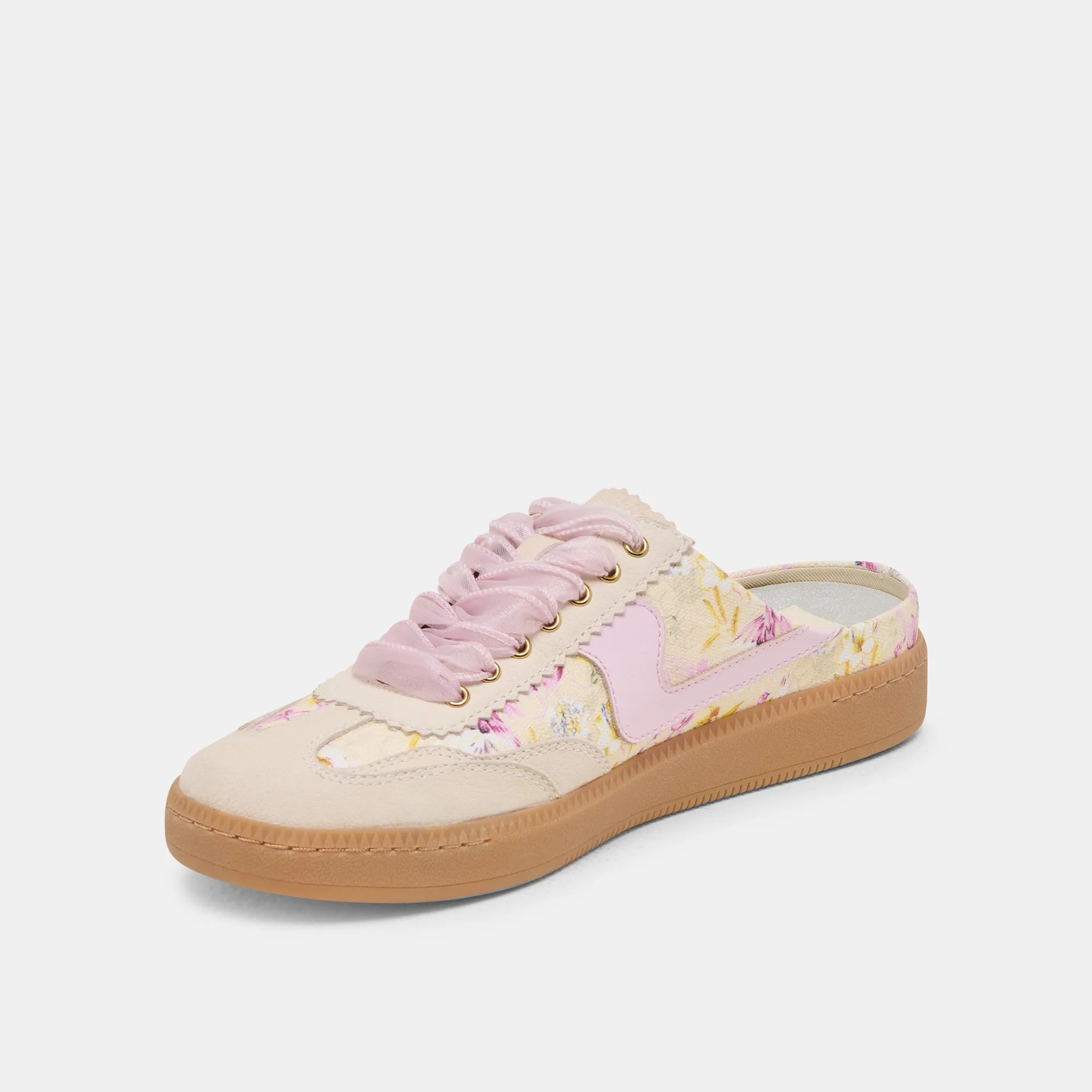 NOTICE SLIDE SNEAKERS CUIR FLORAL POURPRE