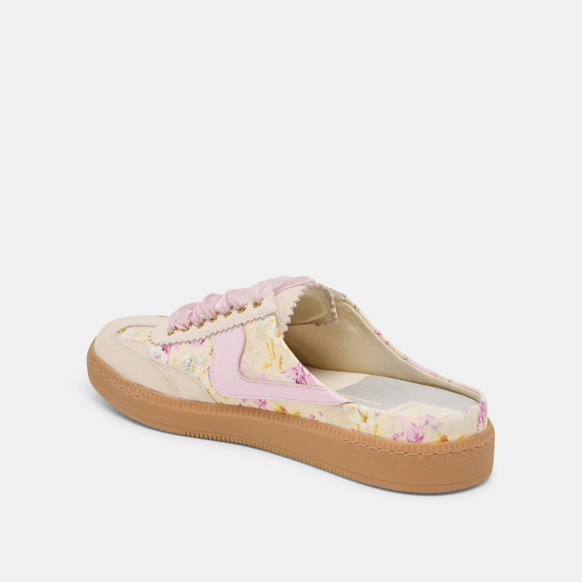 NOTICE SLIDE SNEAKERS CUIR FLORAL POURPRE