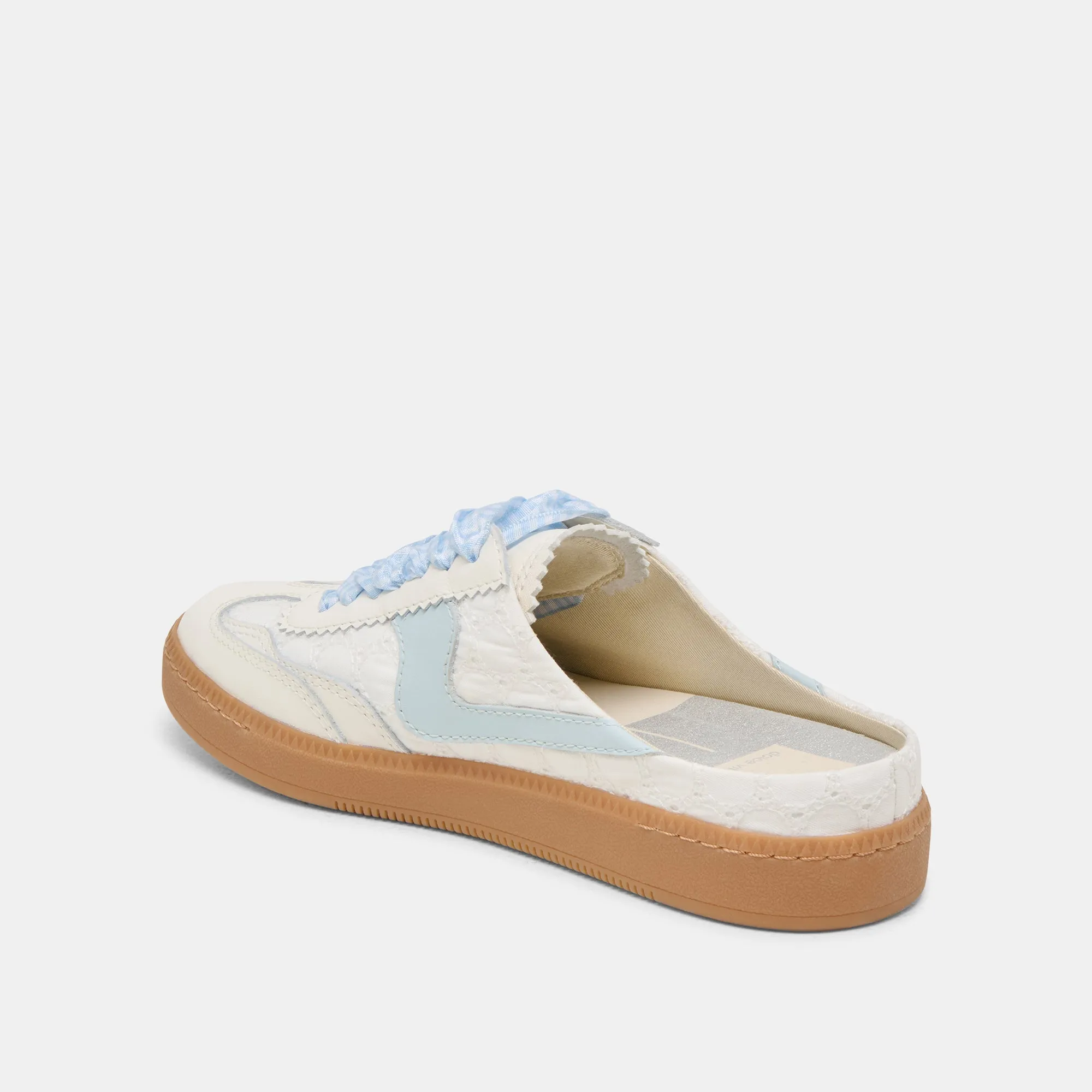 NOTICE SLIDE SNEAKERS BLANC BLEU ŒILLET