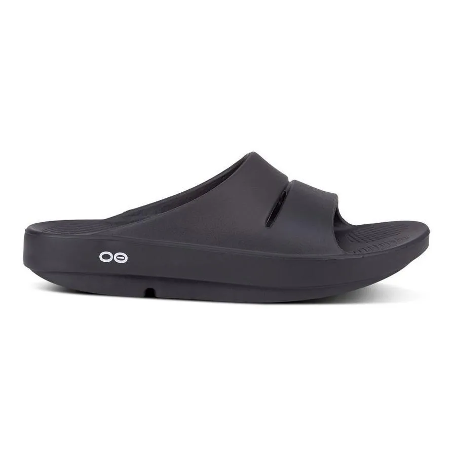 OOFOS OOahh Slide en caoutchouc noir pour hommes
