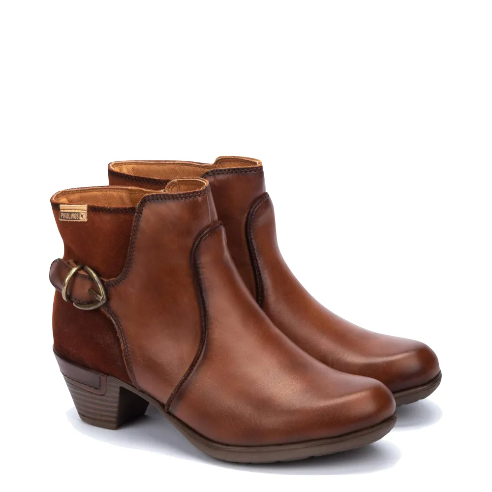 Bottes cheville en cuir Pikolinos pour femme Rotterdam avec fermeture éclair latérale en cuir couleur tan
