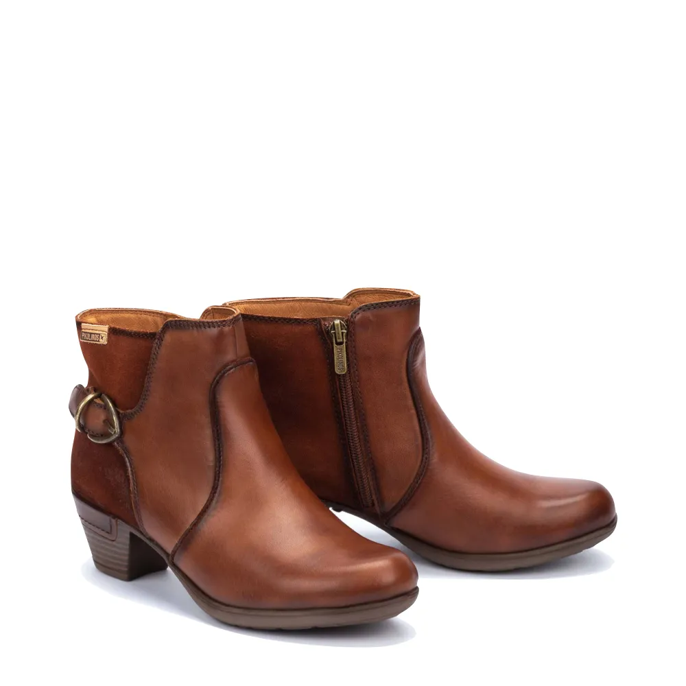 Bottes cheville en cuir Pikolinos pour femme Rotterdam avec fermeture éclair latérale en cuir couleur tan