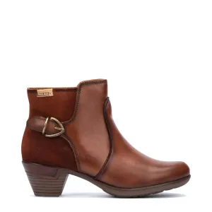 Bottes cheville en cuir Pikolinos pour femme Rotterdam avec fermeture éclair latérale en cuir couleur tan
