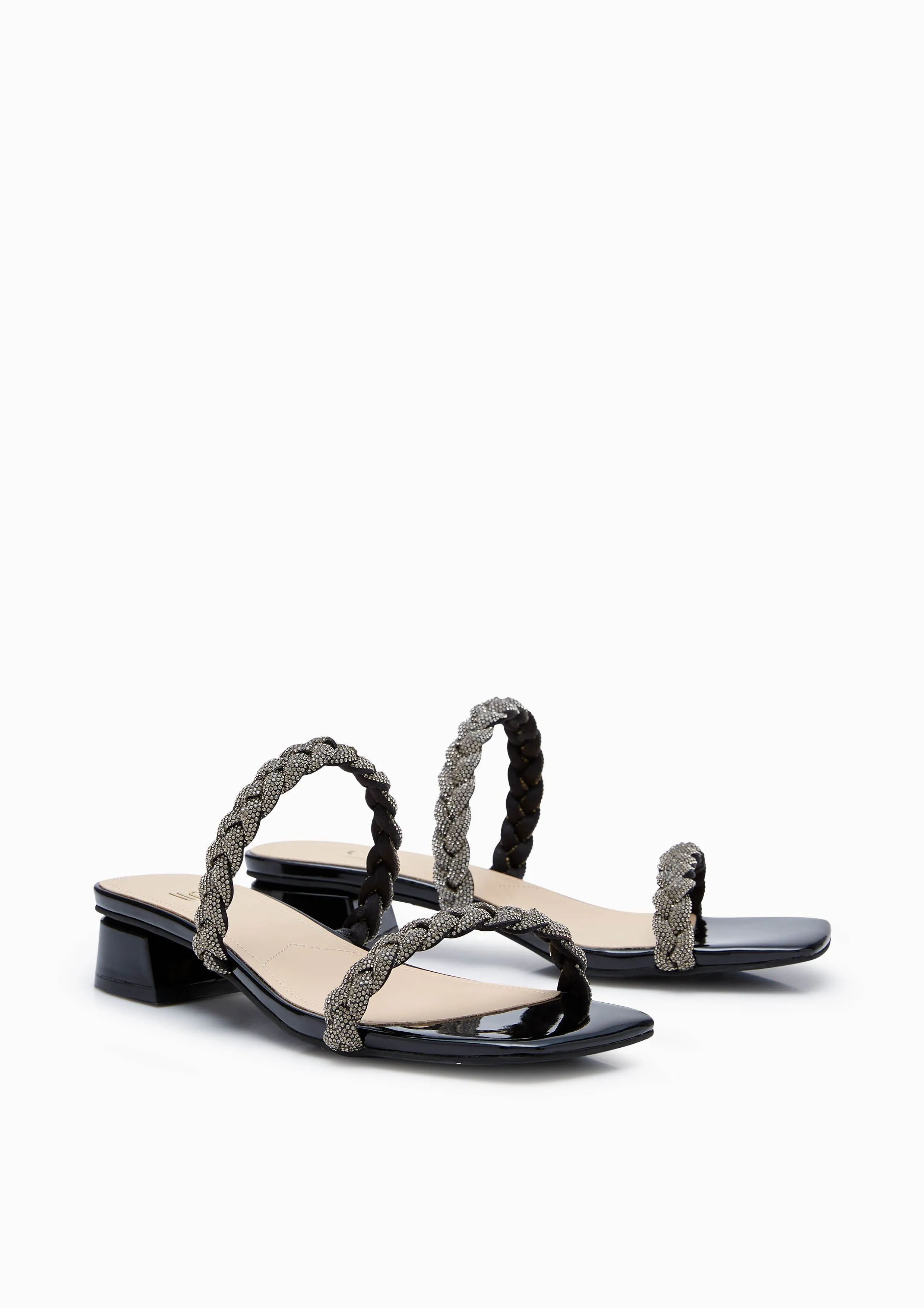 Sandales Promise à talon bas infini Noir