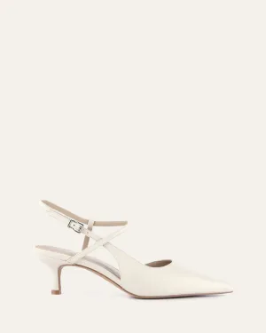 RICKI TALONS MOYENS CUIR BLANC CASSÉ