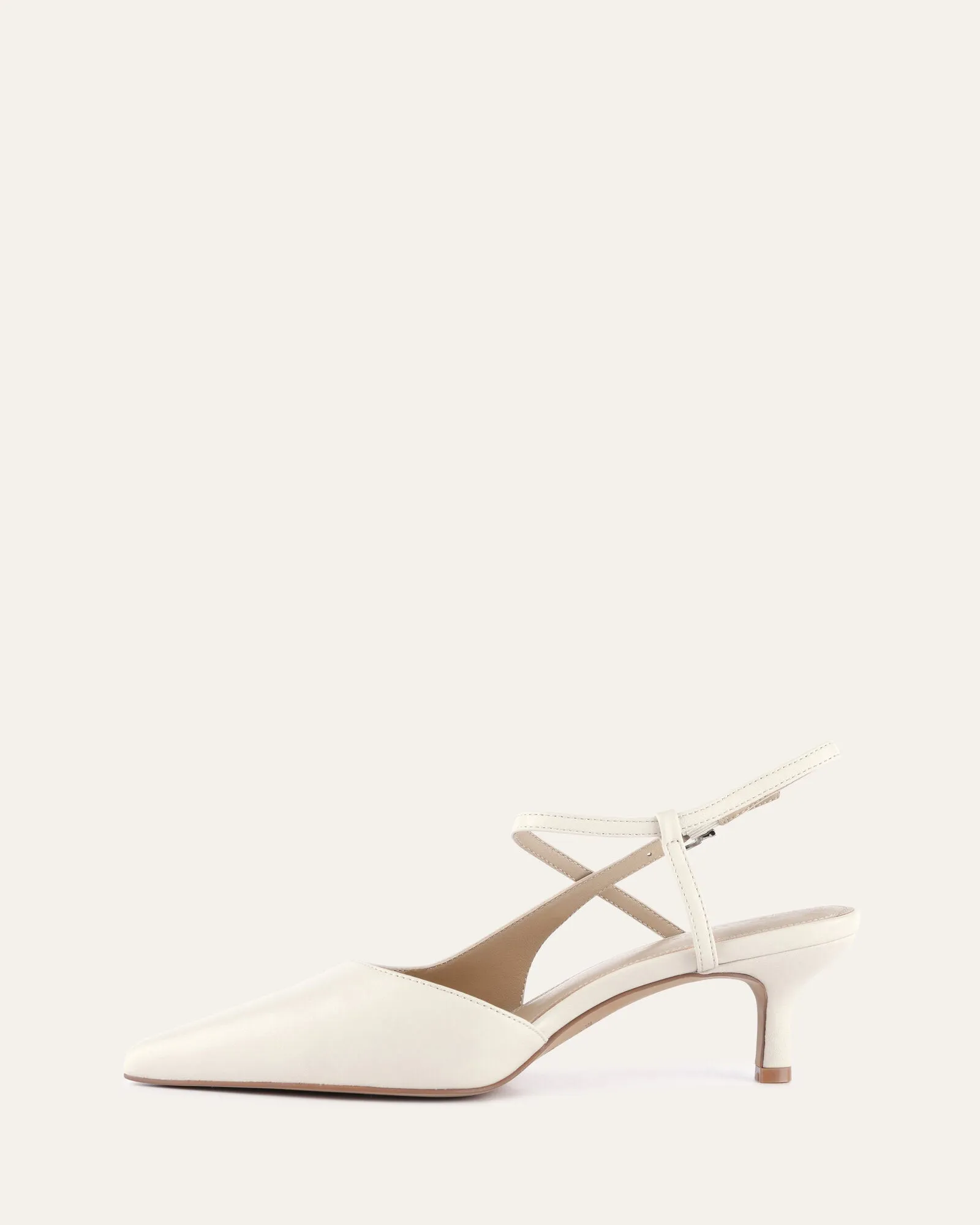 RICKI TALONS MOYENS CUIR BLANC CASSÉ