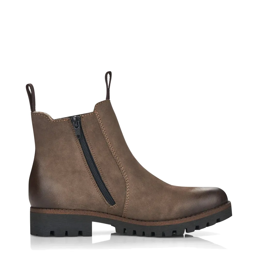 Botte Chelsea à fermeture latérale en daim Rieker Femme 70 en marron boueux