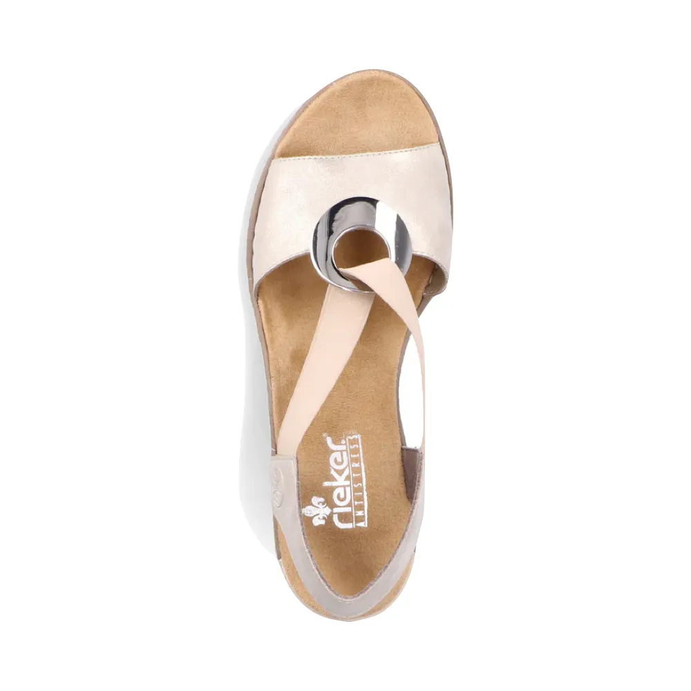 Rieker Sandale à Talon Compensé Fanni H6 pour Femme en Or