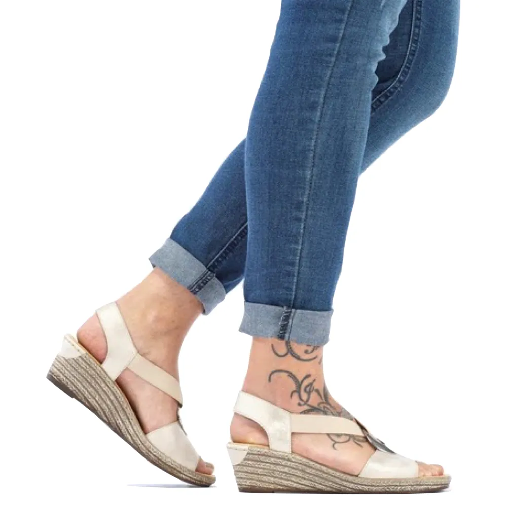 Rieker Sandale à Talon Compensé Fanni H6 pour Femme en Or