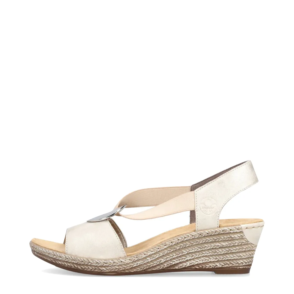 Rieker Sandale à Talon Compensé Fanni H6 pour Femme en Or
