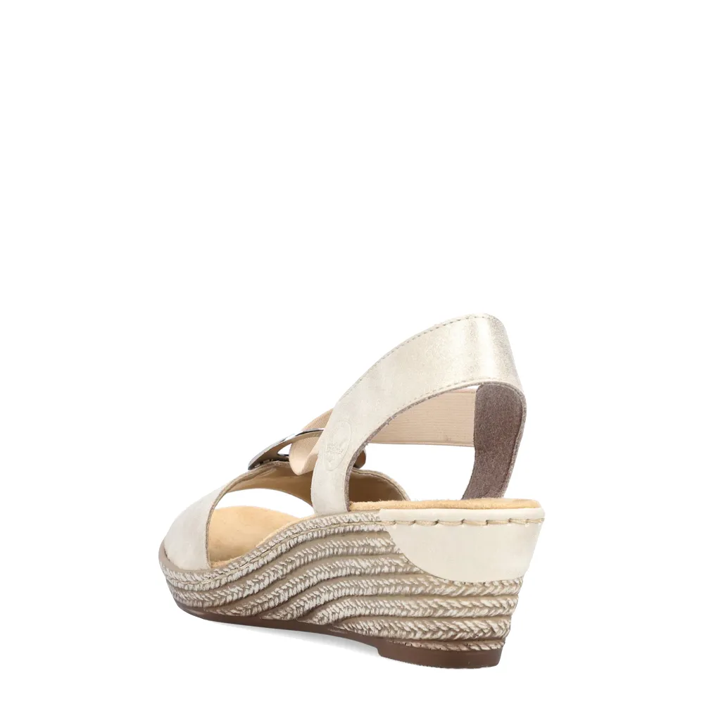 Rieker Sandale à Talon Compensé Fanni H6 pour Femme en Or