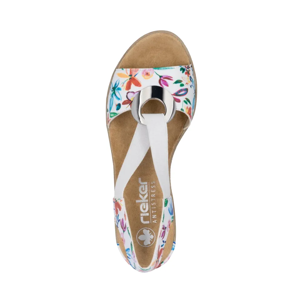 Rieker Femme Fanni H6 Sandale à Plateforme en Blanc Multi Prairie