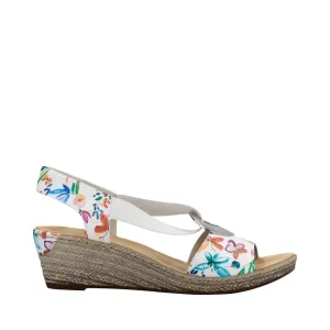 Rieker Femme Fanni H6 Sandale à Plateforme en Blanc Multi Prairie
