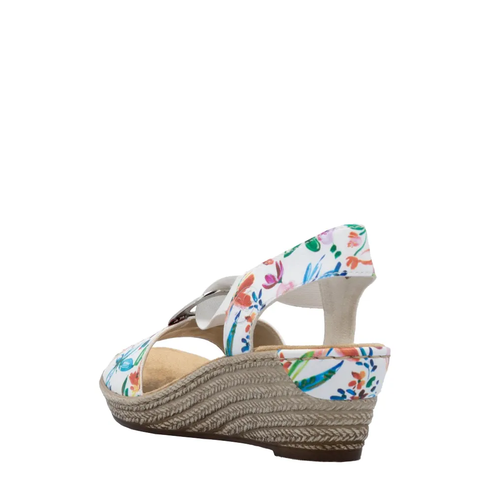 Rieker Femme Fanni H6 Sandale à Plateforme en Blanc Multi Prairie