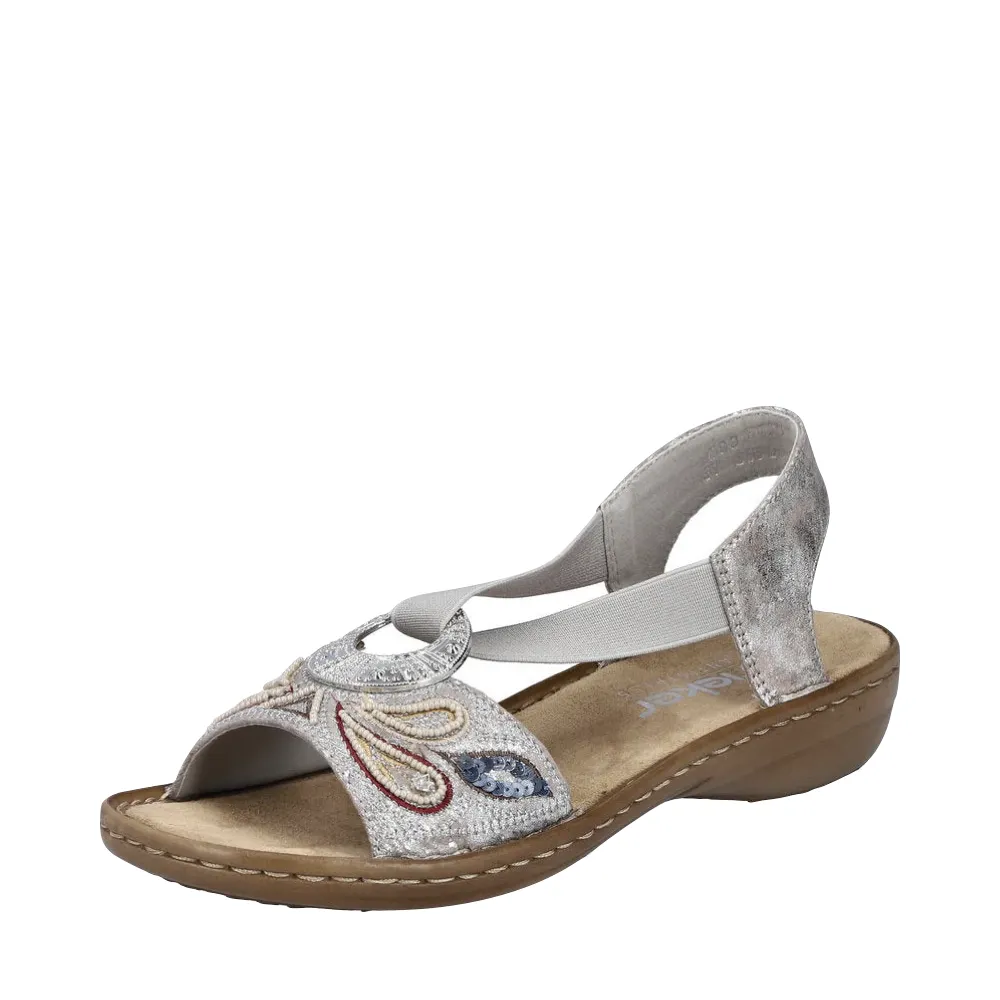 Rieker Sandale Regina B4 pour Femme en Rose Métallisé