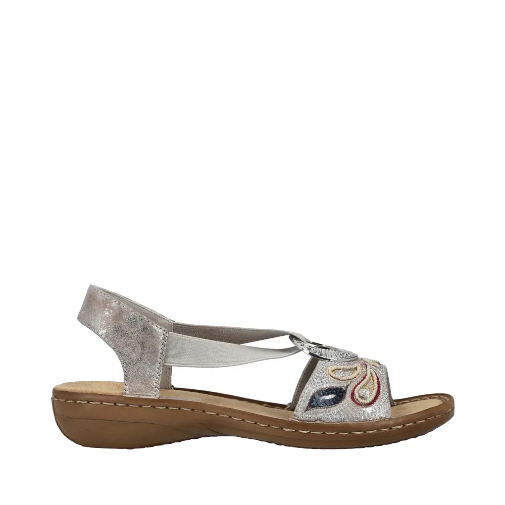 Rieker Sandale Regina B4 pour Femme en Rose Métallisé