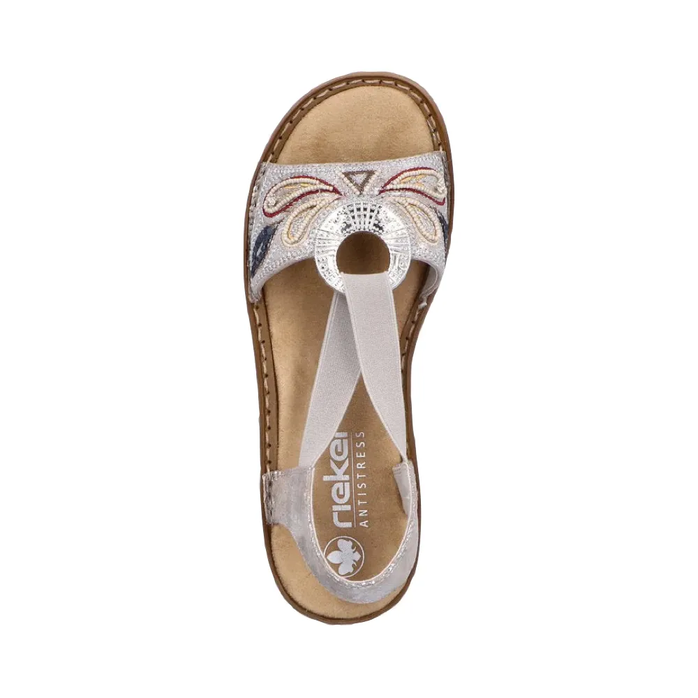 Rieker Sandale Regina B4 pour Femme en Rose Métallisé