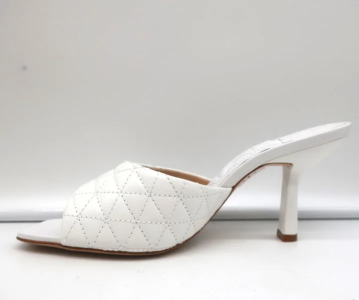 Schutz Fryda Mules Blanc Sandales à Bout Ouvert Taille 9 en Cuir Matelassé NEUF