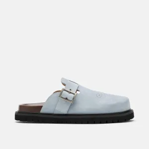 Mules Shiloh en daim bleu poussiéreux