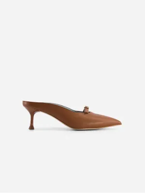 Mules à talons en similicuir vegan Sixte | Marron