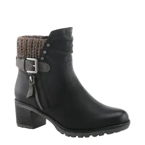 Bottes à talons pour femmes Spring Step Rene avec zip latéral et poignets en maille, résistantes à l'eau, en noir