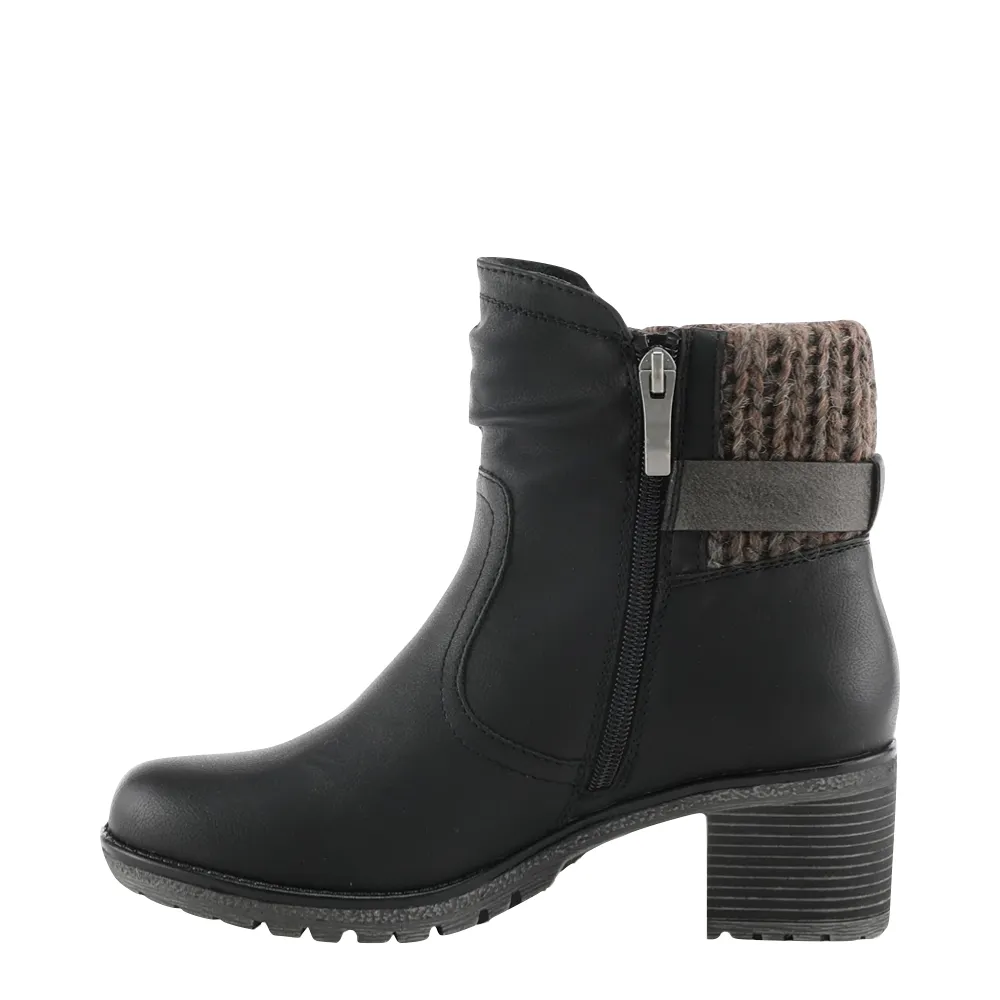 Bottes à talons pour femmes Spring Step Rene avec zip latéral et poignets en maille, résistantes à l'eau, en noir