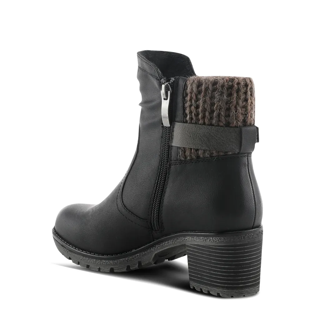 Bottes à talons pour femmes Spring Step Rene avec zip latéral et poignets en maille, résistantes à l'eau, en noir