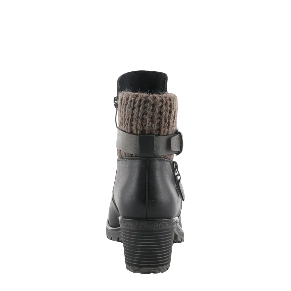 Bottes à talons pour femmes Spring Step Rene avec zip latéral et poignets en maille, résistantes à l'eau, en noir