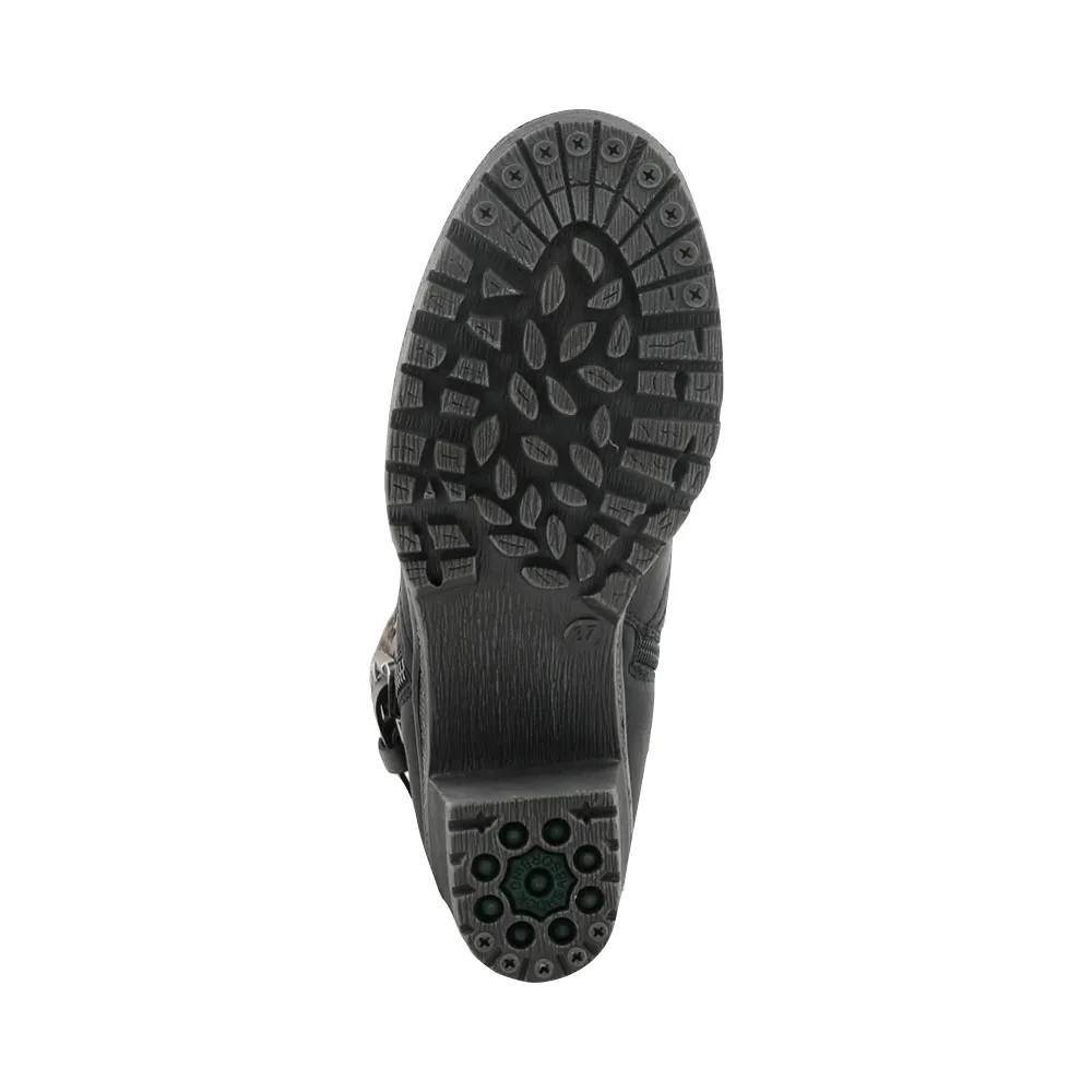 Bottes à talons pour femmes Spring Step Rene avec zip latéral et poignets en maille, résistantes à l'eau, en noir