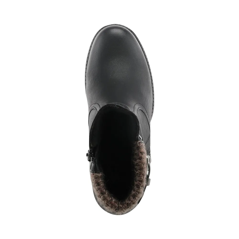 Bottes à talons pour femmes Spring Step Rene avec zip latéral et poignets en maille, résistantes à l'eau, en noir