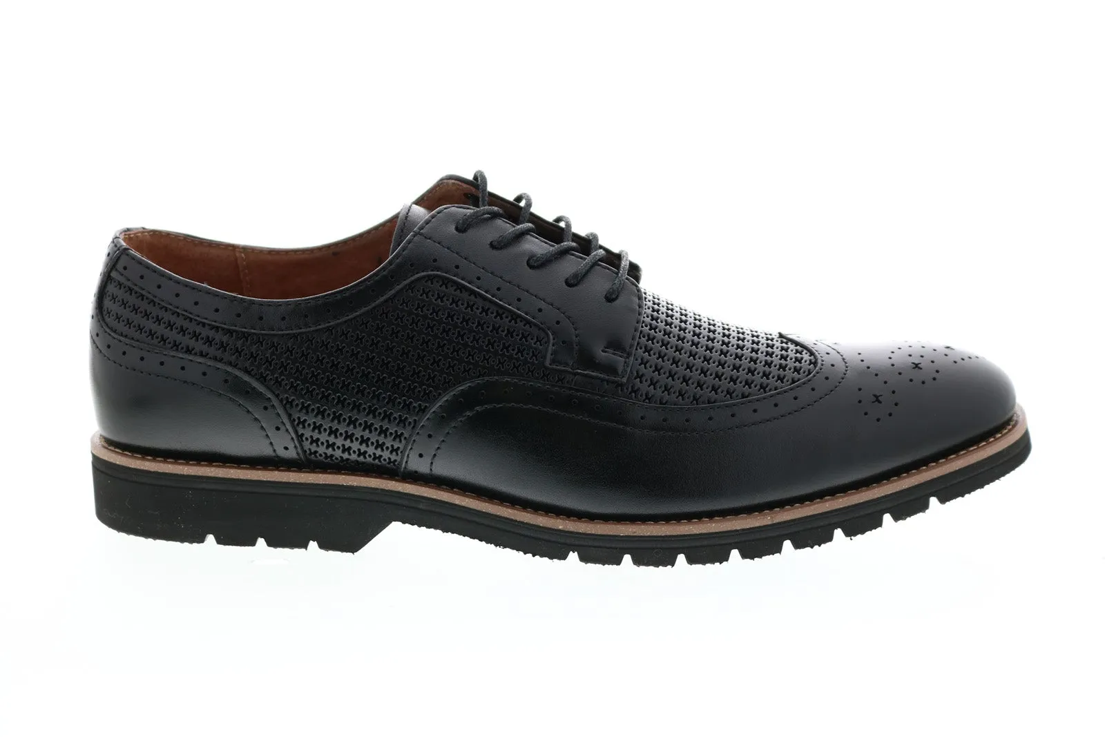 Chaussures Oxford Stacy Adams Emile en cuir avec embout ailé - Noir