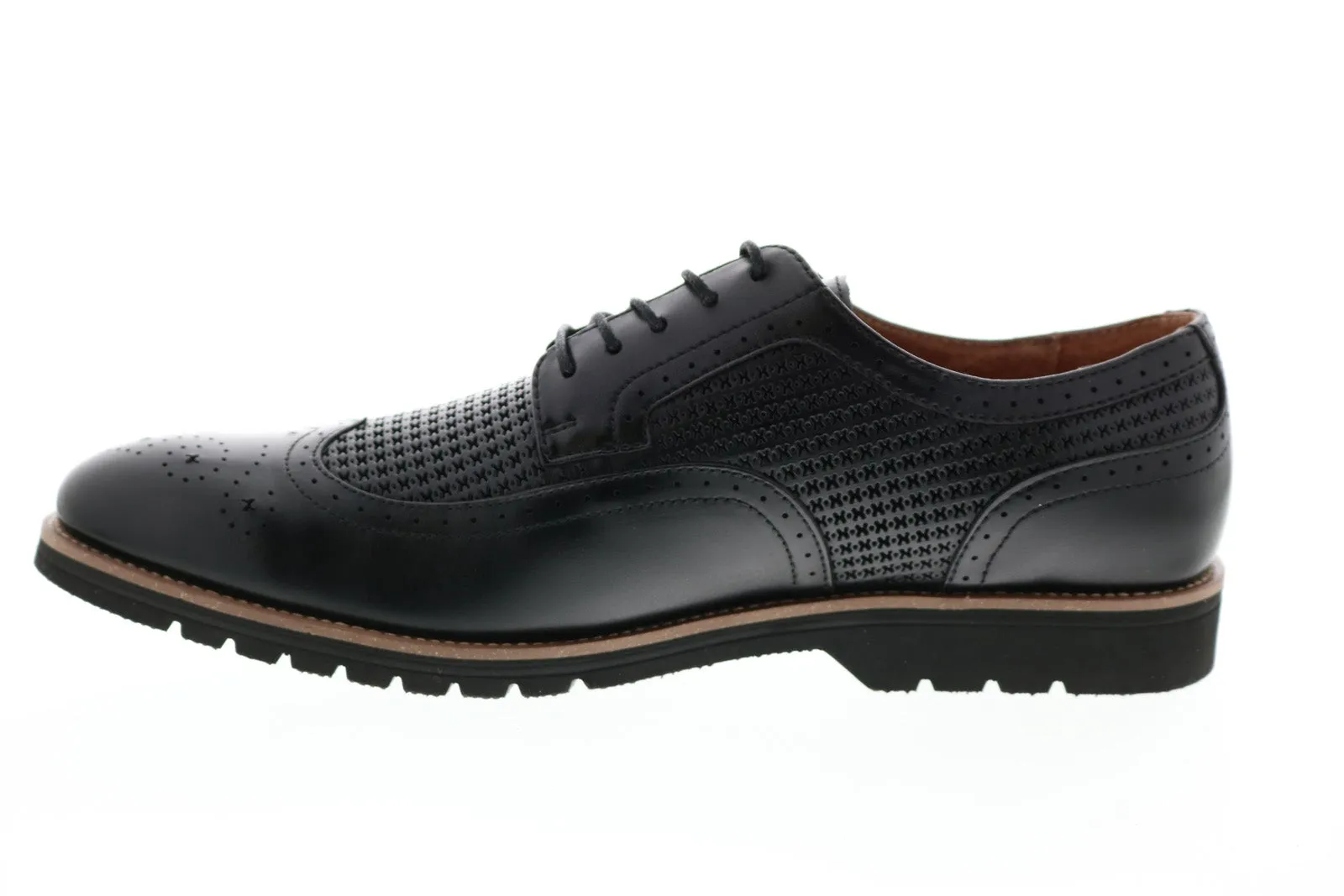 Chaussures Oxford Stacy Adams Emile en cuir avec embout ailé - Noir