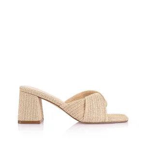 Mules Stella à talon bloc - Raffia naturel
