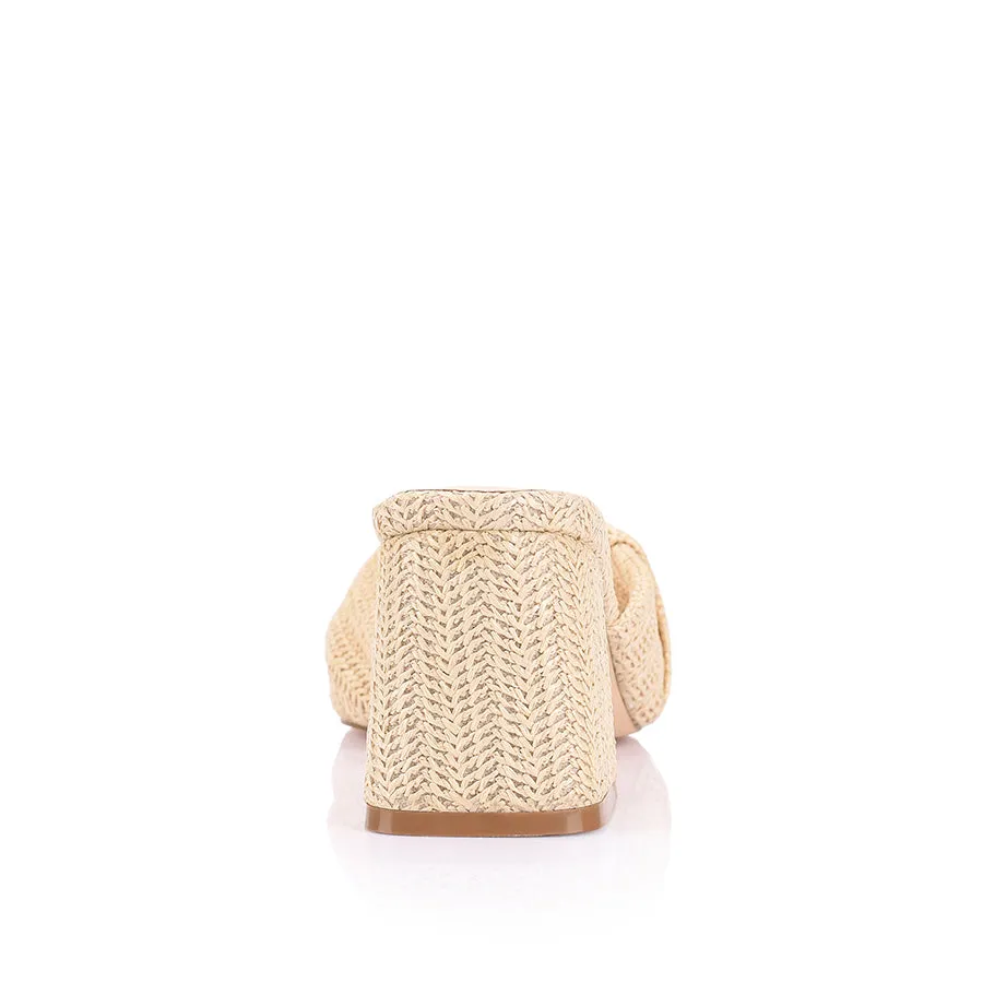 Mules Stella à talon bloc - Raffia naturel