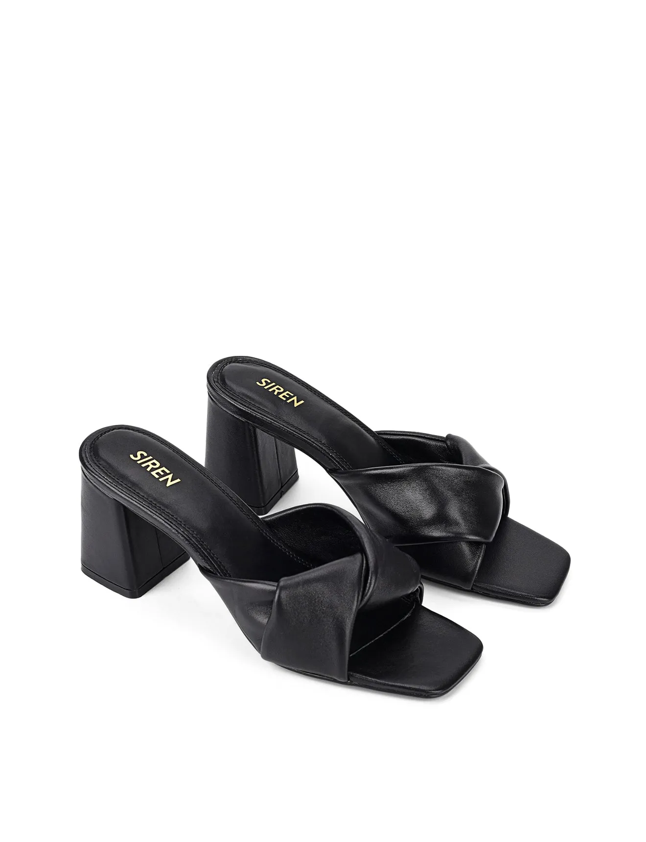 Mules à talon bloc - Cuir noir