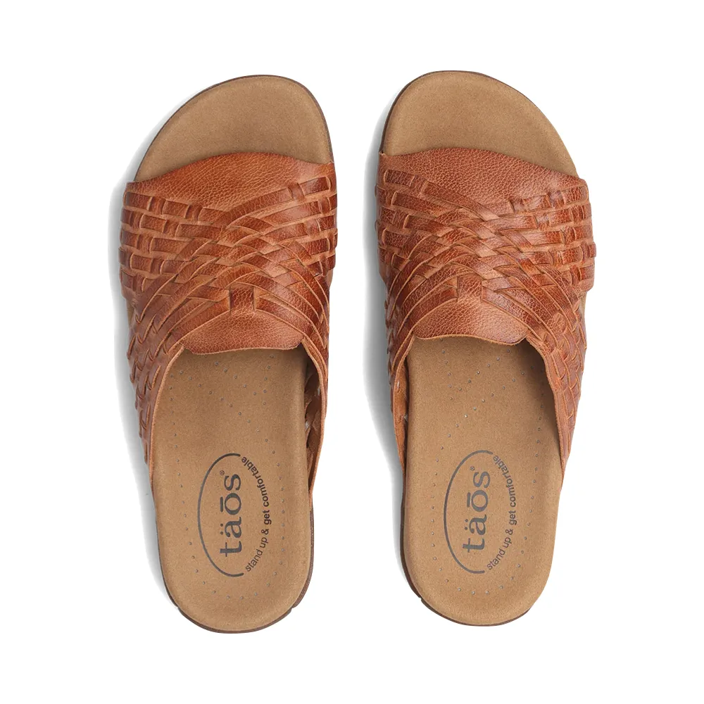 Sandale Slide en Cuir Tressé Guru pour Femme Taos en Miel