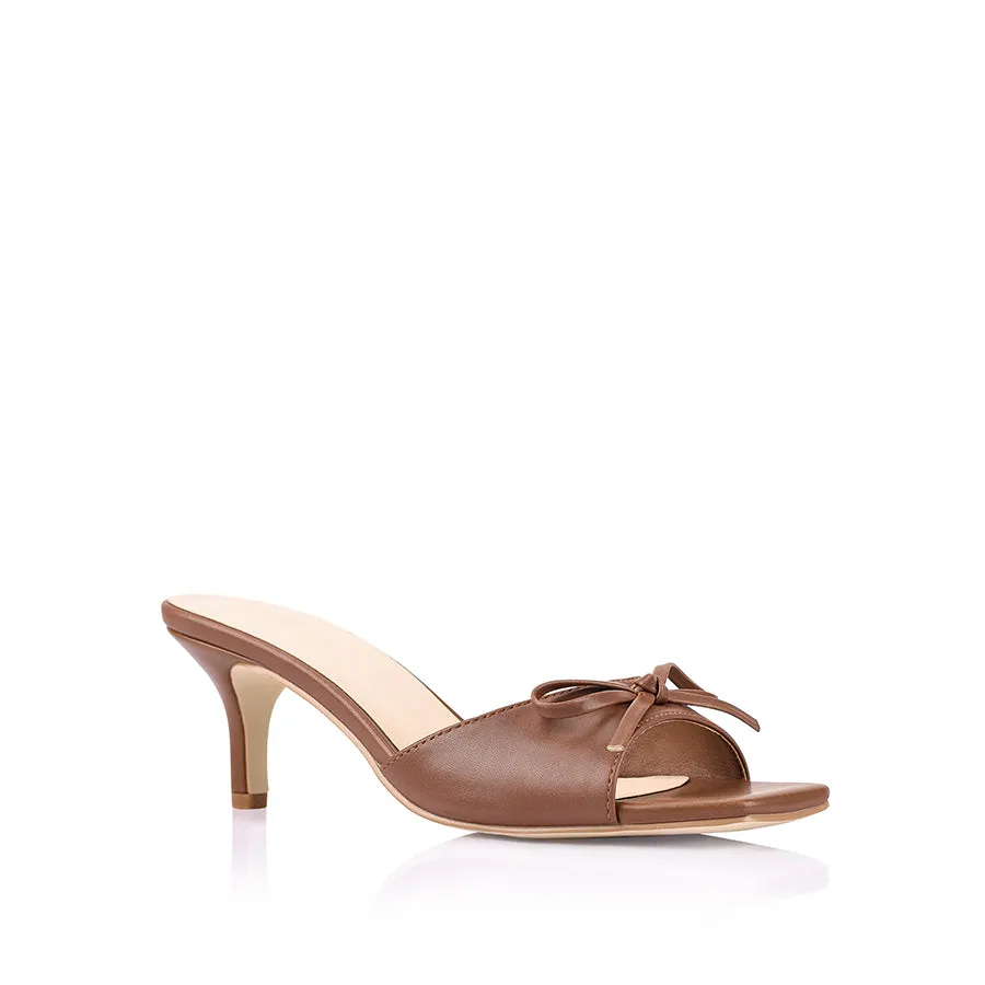Mules Tay à talon Kitten - Cognac